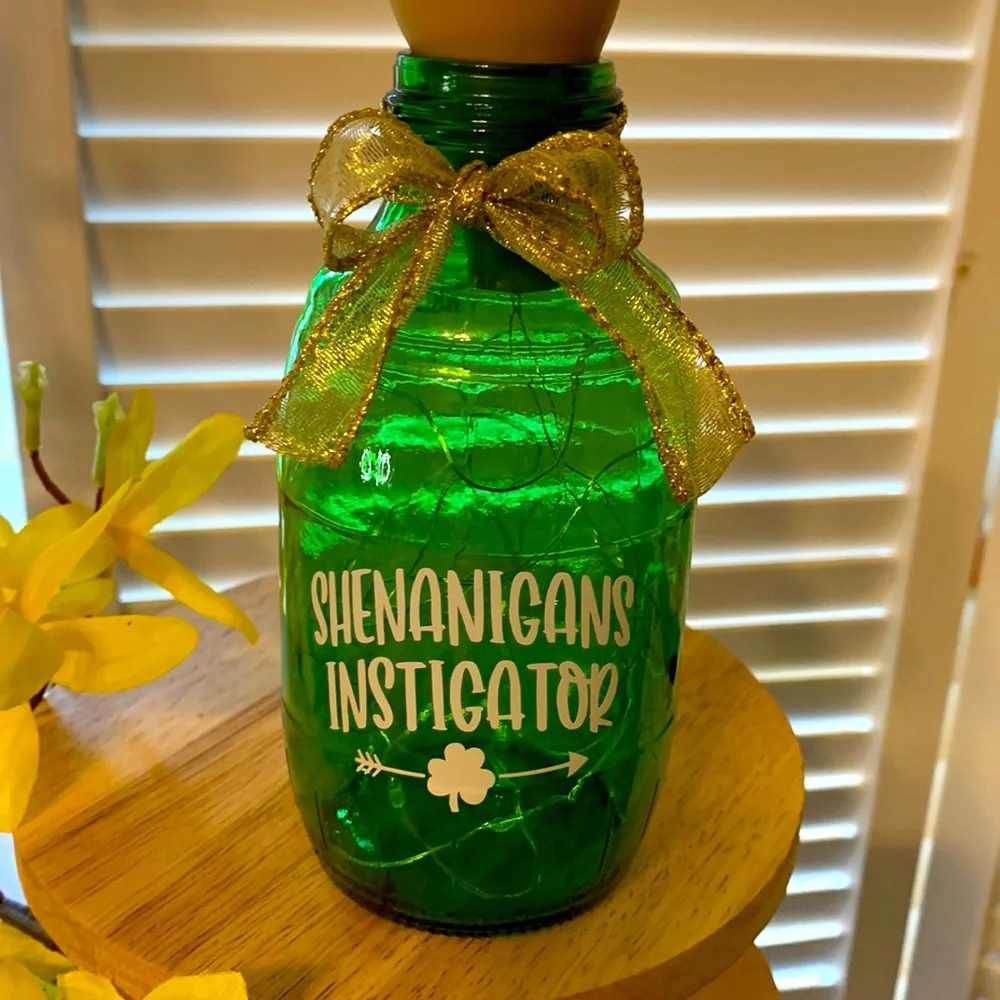 Hand Crafted- ‘Shenanigans Instigator’ green barrel solar lantern